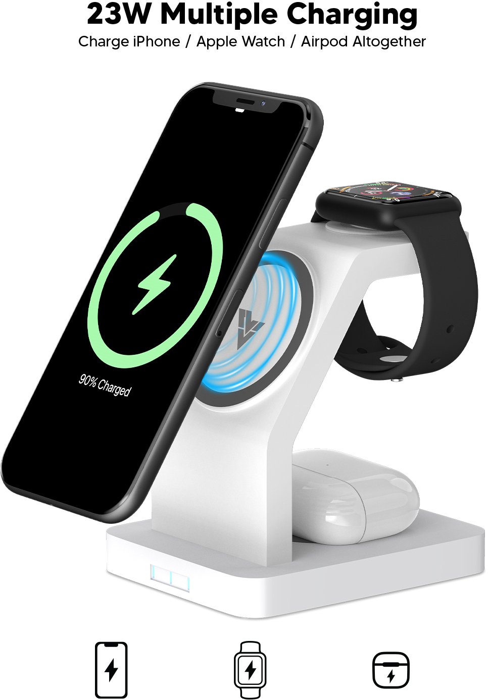 VAKU LUXOS TRINITY 23W 3IN1 MAGSAFE WIRELESS  CHARGER