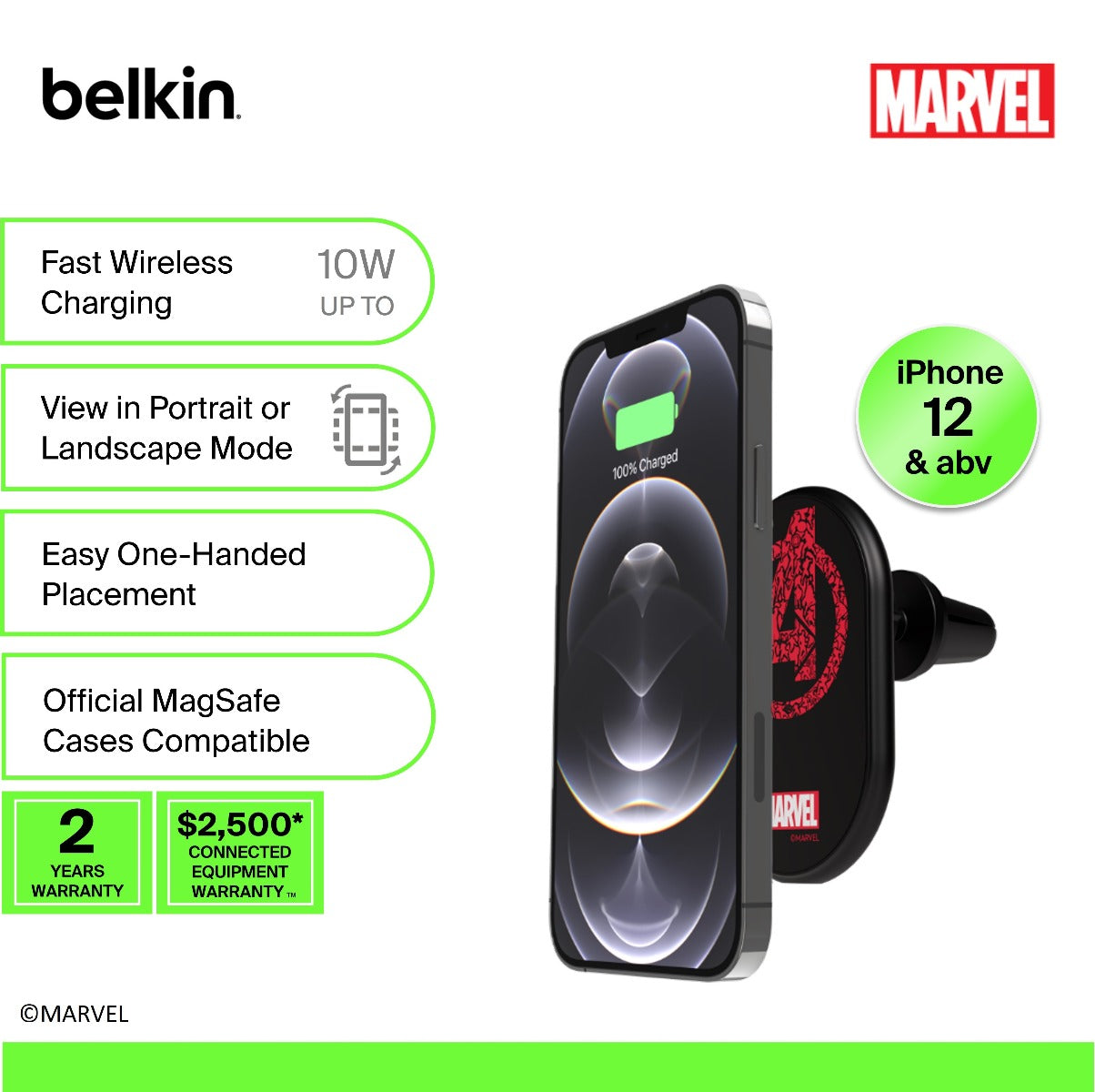 Belkin Magnetic  Wireless  Car Charger 10W  Disney Edition Marvel Avengers