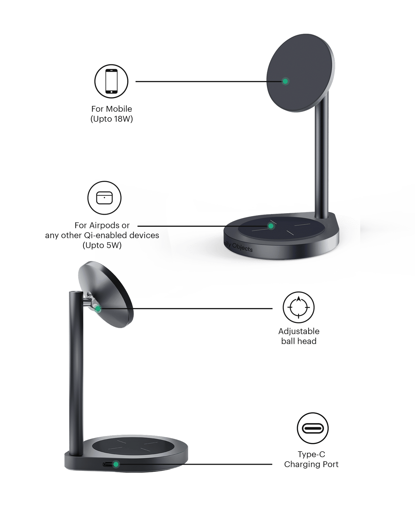 Daily Objects Surge Max 2-In-1 Magnetic Wireless Charger (18W)