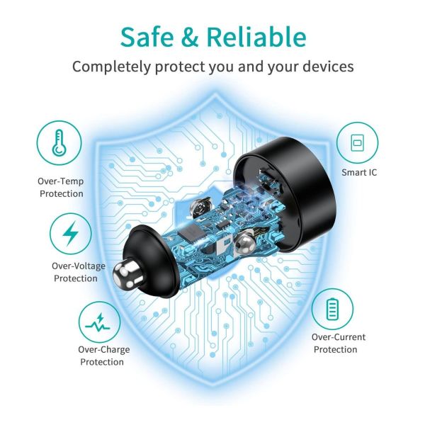 safe charging with Choetech PD40W fast Car Charger for your mobile on the go