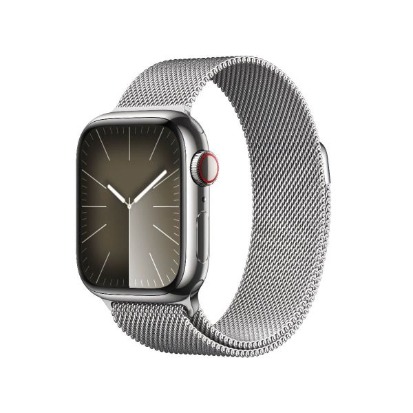 Apple Watch Series 9 Stainless Steel Case with Silver Milanese Loop