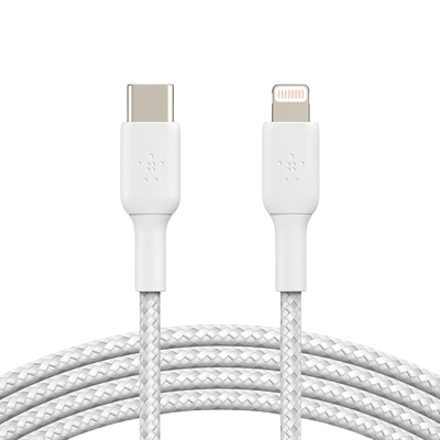 Belkin Braided Lightning To Usb-C Cable 2M White