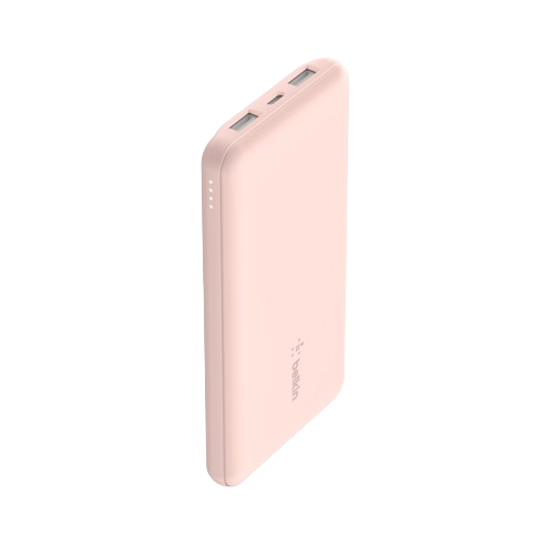 Belkin Pocket Power 10,000 Mah Power Bank 2 Usb A And 1 Usb C Ports Rose Gold