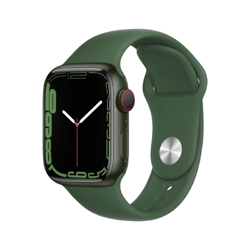 Apple Watch Series 7 GPS + Cellular, 41mm Green Aluminium Case with Clover Sport Band - Regular