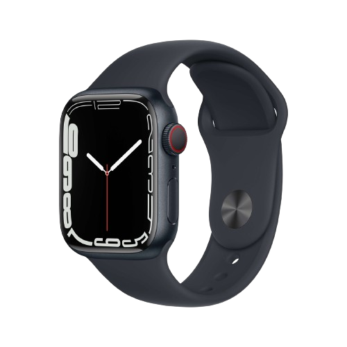 Apple Watch Series 7 GPS + Cellular, 41mm Midnight Aluminium Case with Midnight Sport Band - Regular