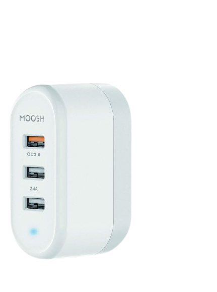 Moosh Smart Wall Charger 3 USB Adaptor Quick Charger QC 3.0 and Dual USB Ports 2.4A