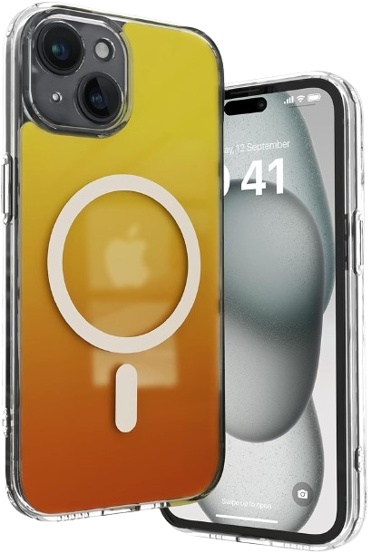 Vaku Luxos Infiniti Magsafe With Camera Lens Protection Case For Iphone 15 Plus - Yellow/Orange