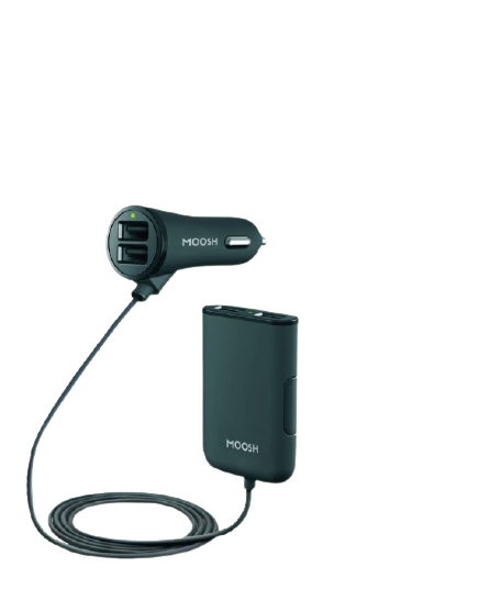 Moosh 4 USB Car Charger 41 W Turbo Car Charger 8.2A for Smartphones Apple iPhone, iPad and Android Devices (Black)
