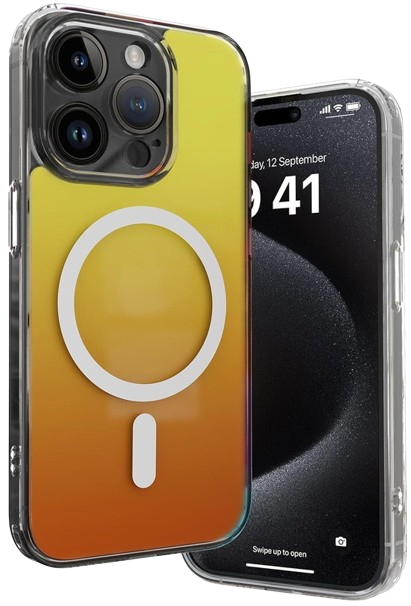 Vaku Luxos Infiniti Magsafe With Camera Lens Protection Case For Iphone 15 Pro - Yellow/Orange