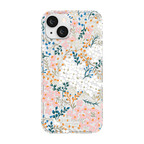 Kate Spade New York Protective Case For iPhone 13 - Multi Floral/Rose/Pacific Green/Clear/Cream With Stones