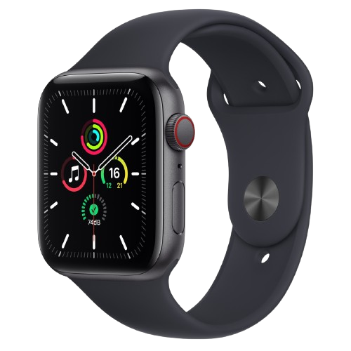 Apple Watch SE GPS, 44mm Space Grey Aluminium Case with Midnight Sport Band - Regular